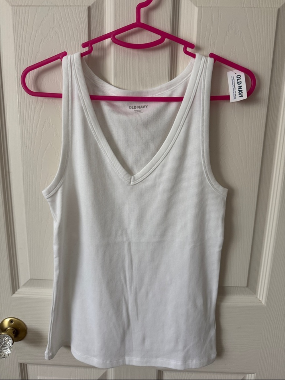 Old Navy White Ribbed V-Neck Tank